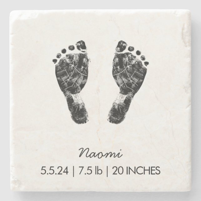 Custom Footprint  | Upload Your Baby Footprint To  Stone Coaster (Front)