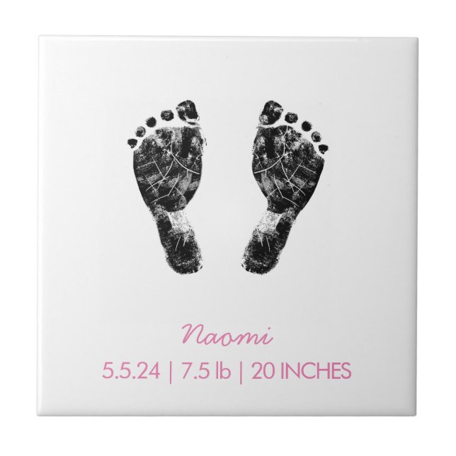 Custom Footprint  | Upload Your Baby Footprint To  Tile (Front)