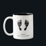 Custom Footprint | Upload Your Baby Footprint To Two-Tone Coffee Mug<br><div class="desc">Personalised baby footprint gifts for wonderful memories. Add your digital baby newborn footprint to this product with a baby name and day of birth. Precious baby footprint gifts for family and friends. Turn Your Newborn Baby digital little foot feet print To minimalist modern gifts</div>