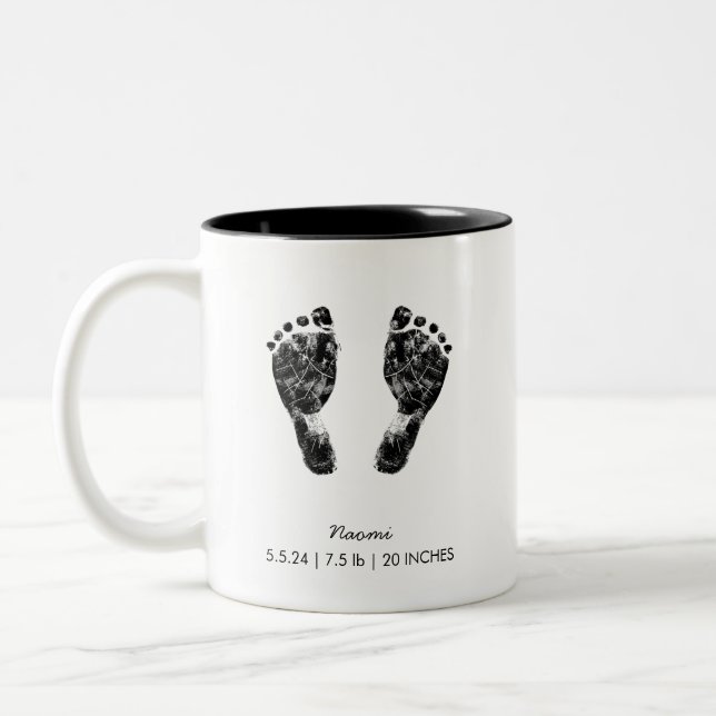 Custom Footprint  | Upload Your Baby Footprint To  Two-Tone Coffee Mug (Left)
