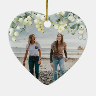 Custom for Anyone Christmas Photo Heart Shaped Ceramic Tree Decoration