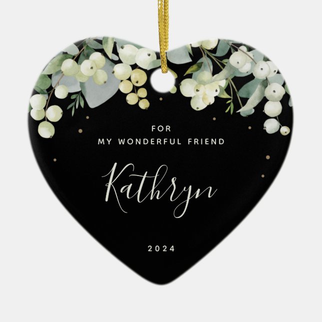 Custom for Anyone Christmas Photo Heart Shaped Ceramic Tree Decoration (Front)