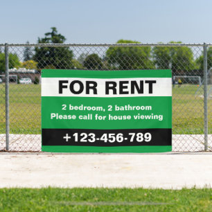 Custom For Rent Real Estate Black Green Banner
