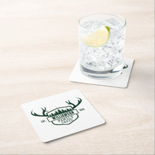 Custom forest cabin square paper coaster