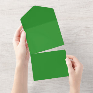 Custom Forest Green All-in-One Wedding Invitation