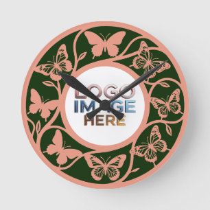 Custom Forest Green Butterfly Wall Clock