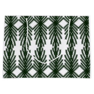 Custom Forest Green Pine Tree Abstract Pattern Large Gift Bag