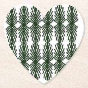Custom Forest Green Pine Tree Abstract Pattern Paper Coaster