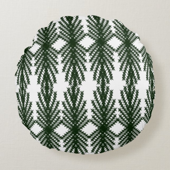 Custom Forest Green Pine Tree Abstract Pattern Round Cushion (Front)