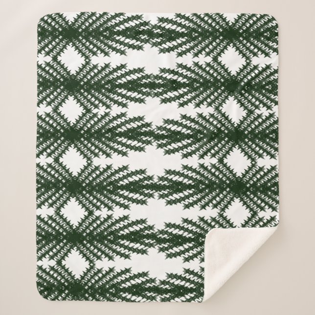 Custom Forest Green Pine Tree Abstract Pattern Sherpa Blanket (Front)