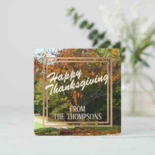 Custom Forest Watercolor Happy Thanksgiving Holiday Card