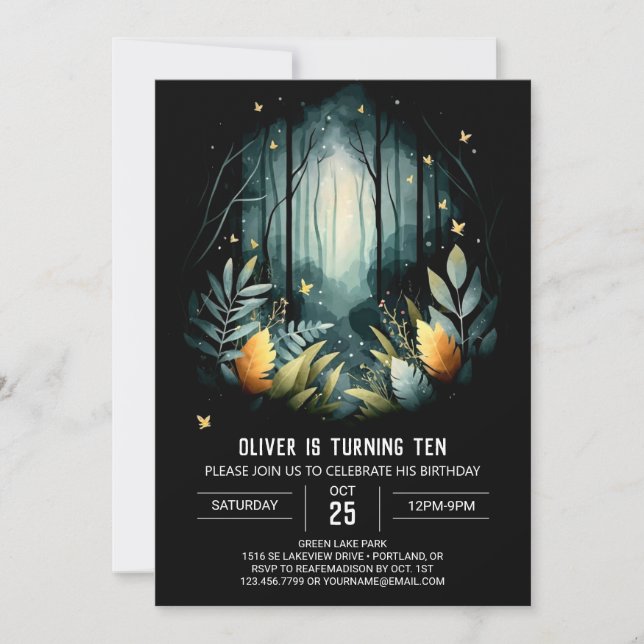 Custom Forest Whimsical Woodland Birthday Invitation (Front)