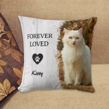 Custom Forever Loved Cat Photo Throw Pillow