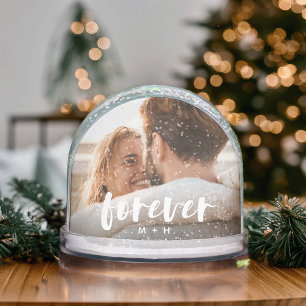 Custom Forever Photo Snow Globe with Initials