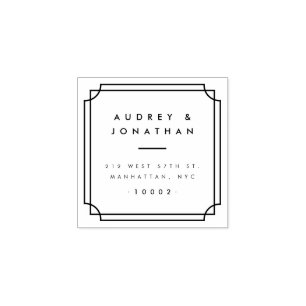 Custom Formal Square Frame Wedding Return Address Rubber Stamp