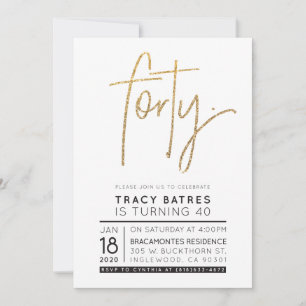 CUSTOM FORTY modern birthday party for Tracy Invitation