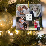 Custom Four Instagram Photo Collage Christmas Ceramic Ornament<br><div class="desc">Give the gift of family photos with this custom four Instagram photo collage Christmas ornament. Easily add your own photos to this ornament and add your own text to this template design. Included is a text line and date in black for you to personalise. Great for grandparents, siblings or friends....</div>