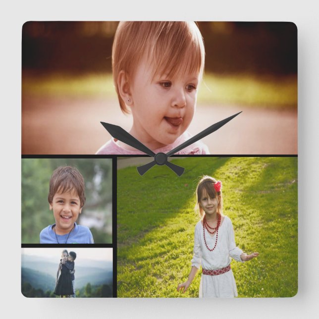 Custom Four Photo Acrylic Wall Clock (Front)