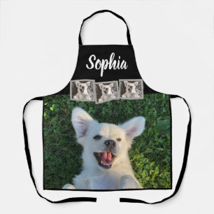 Custom Four Photo Collage Script Name Design Apron