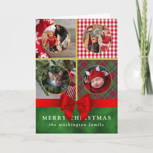 Custom Four Photo Family Christmas Card (Front)