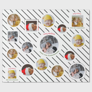 Custom Four-Photo 🎄 Holiday Christmas Gift Wrapping Paper