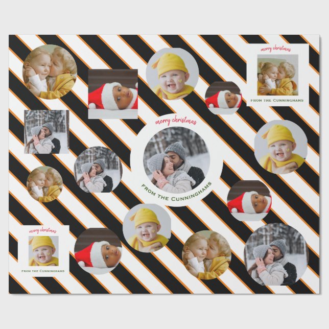 Custom Four-Photo 🎄 Holiday Christmas Gift Wrapping Paper (Flat)