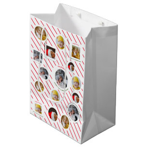 Custom Four-Photo 🎄 Holiday Christmas Medium Gift Bag