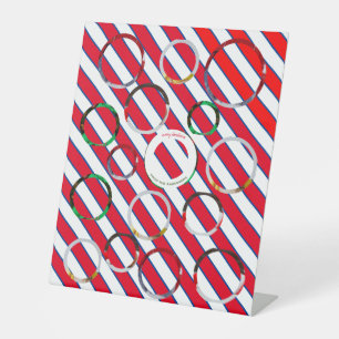 Custom Four-Photo 🎄 Holiday Christmas Pedestal Sign