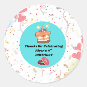 Custom Fourth Birthday Party Favour Classic Round Sticker