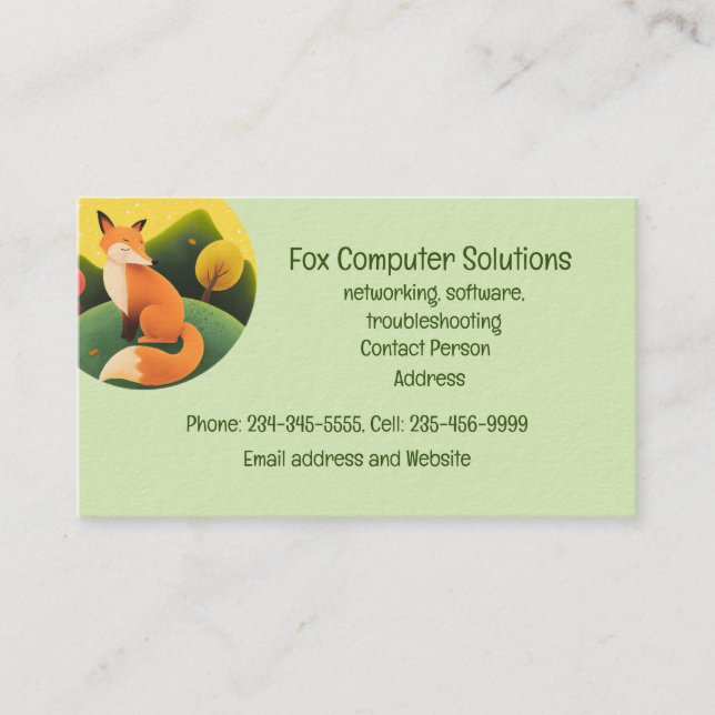 Custom Fox Computer Solutions Business Card (Front)