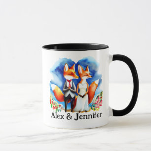 Custom Fox Couple Names Personalised Mug