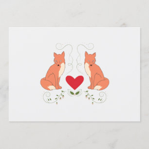 Custom Fox & Hearts Print Invitation