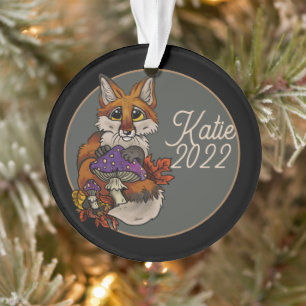 Custom Fox Ornament with Autumn Toadstools