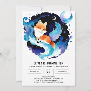 Custom Fox Printable Birthday Invitation