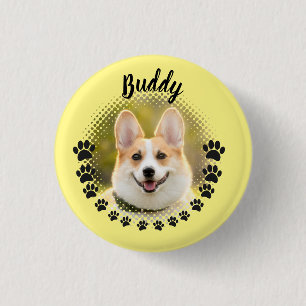 Custom Frame Dog Portrait Name 3 Cm Round Badge