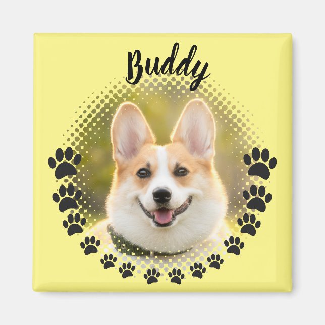 Custom Frame Dog Portrait Name Magnet (Front)