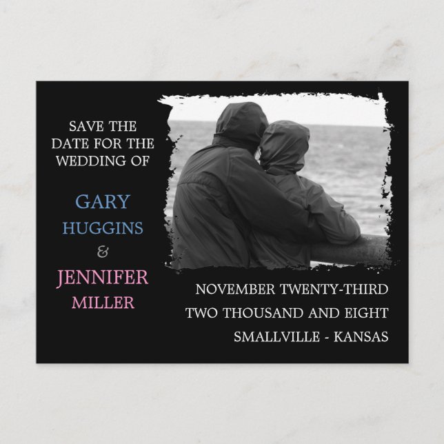 Custom Frame Save the Date: Torn Frame Announcement Postcard (Front)