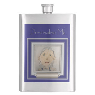 Custom Frame to Add Your Art Or Photo Hip Flask