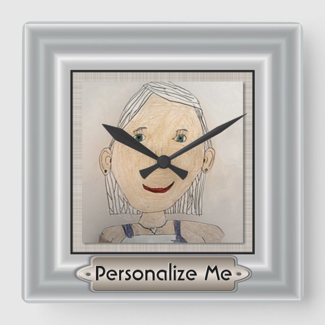 Custom Frame to Add Your Art Or Photo Square Wall Clock (Front)