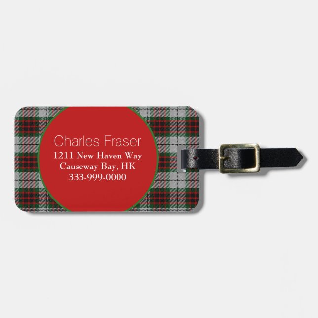 Custom Fraser Dress Tartan Plaid Luggage Tag (Front Horizontal)