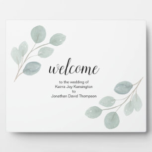 Custom Free standing Welcome Wedding Sign leaf Plaque