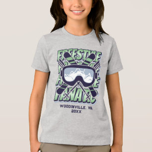 Custom Freestyle Skiing Location Date Name Tri-Blend Shirt