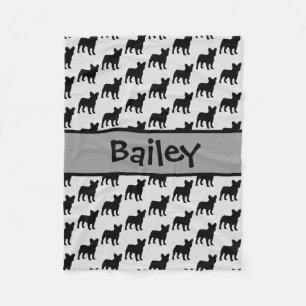 Custom French Bulldog Dog Silhouette Fleece Blanket