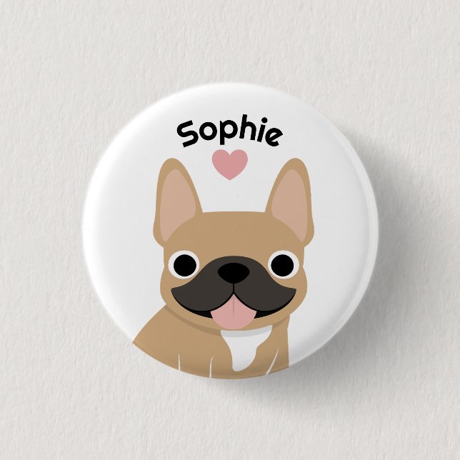Custom French Bulldog Name Button pin (Front)