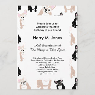 Custom French Bulldog Pattern Invitation