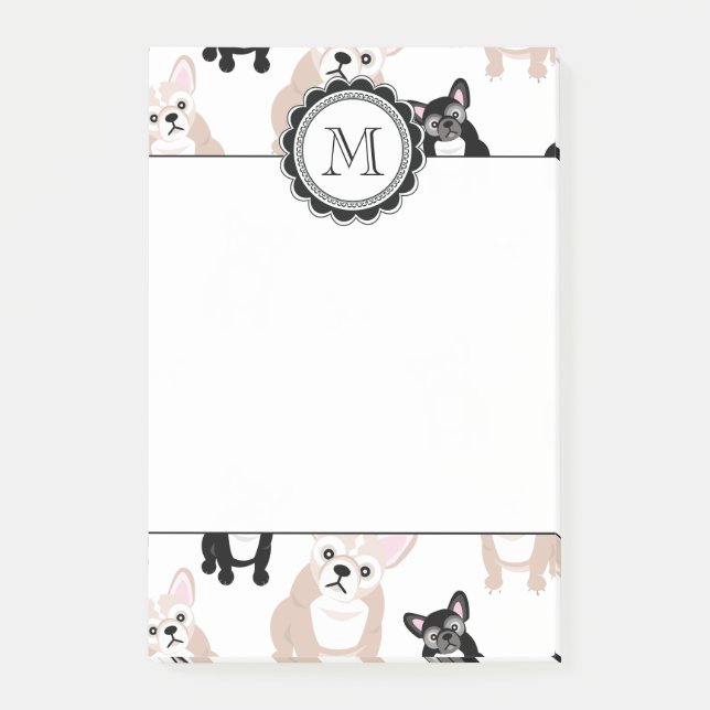 Custom French Bulldog Pattern Post-it Notes (Front)