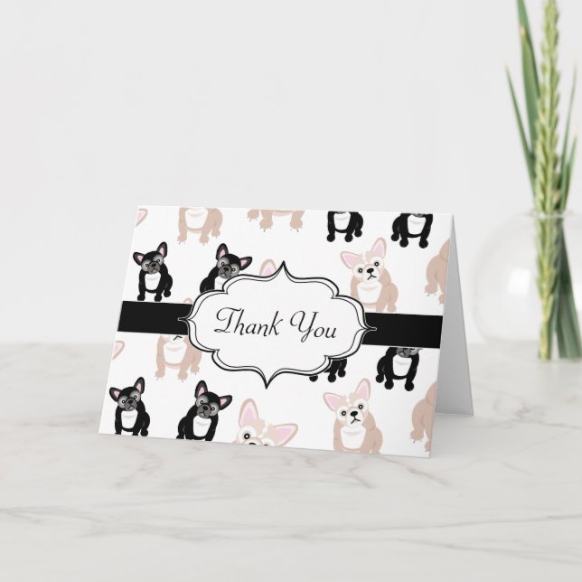 Custom French Bulldog Pattern Thank You Card (Front)