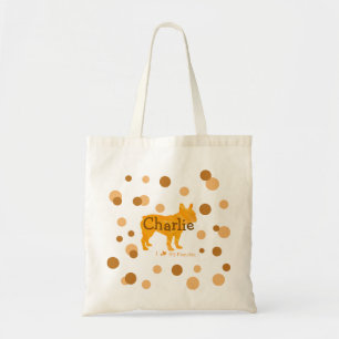 Custom French Bulldog Photo and Name Polka Dot Tote Bag