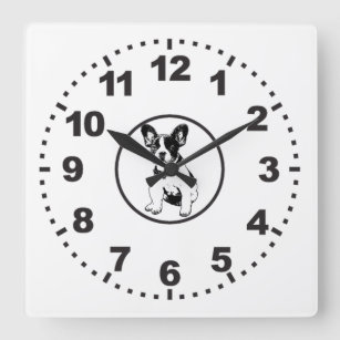 Custom French Bulldog Puppy Pick Your Colour Square Wall Clock