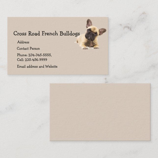 Custom French Bulldogs Dog Pet Animal Logo Busines Business Card (Front/Back)